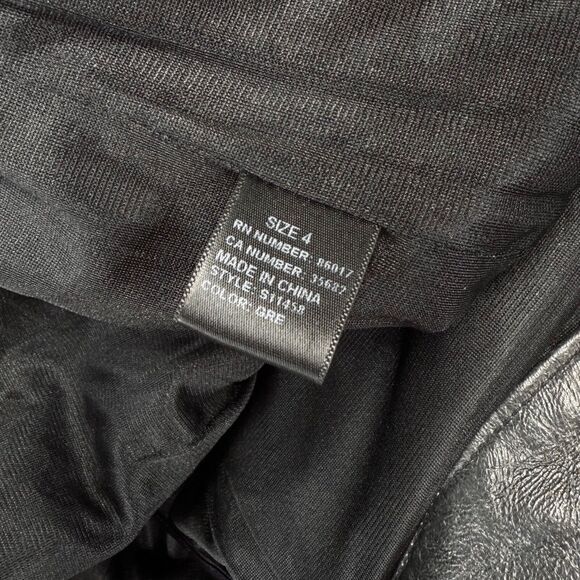 Vintage Bebe Flared Leg Black Leather Pants w/ Distressed Look Women's 4 - Picture 5 of 7